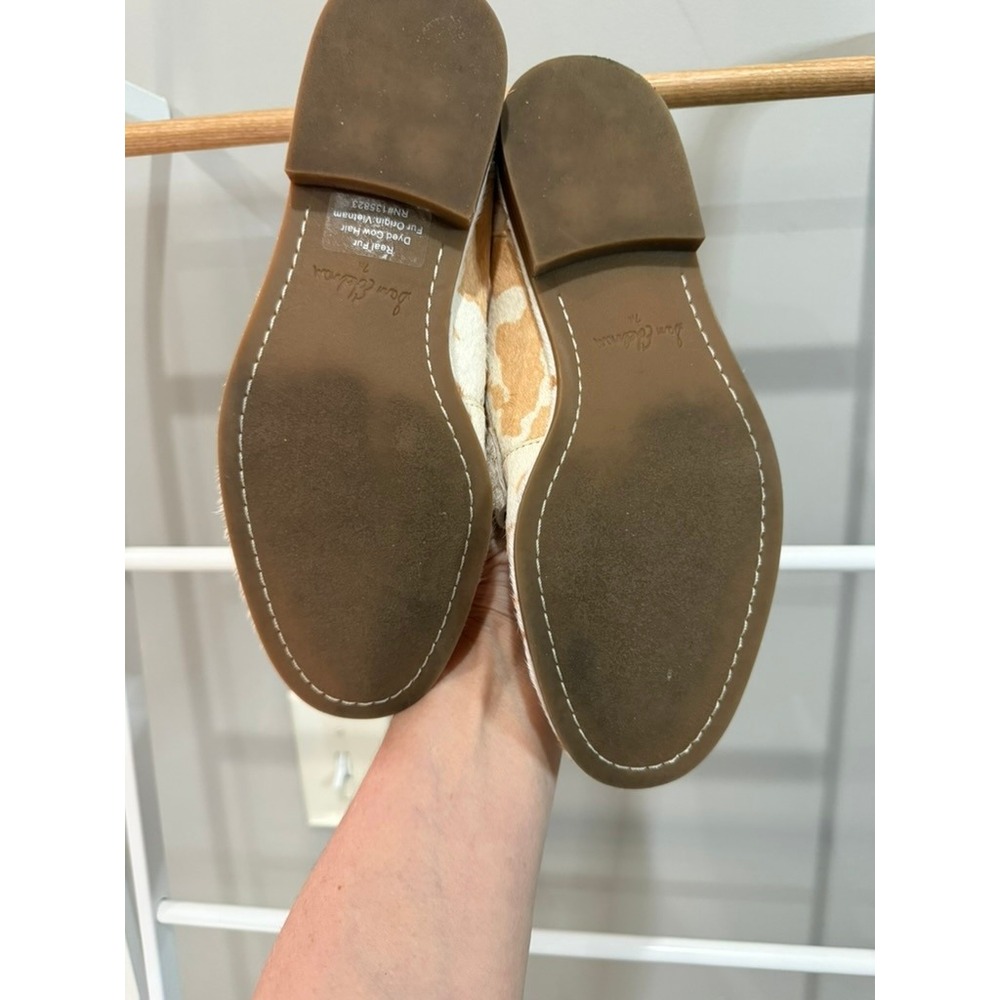Sam Edelman Birch Penny Loafers Calf Hair Leather Tan White Cow Print Flats 7.5 - Picture 5 of 11